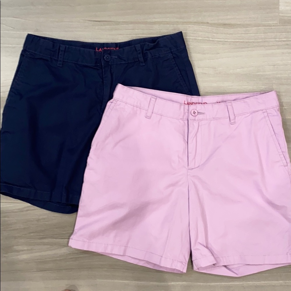 Lands End Shorts 2-Pack Girls 14 Lavender/Navy
